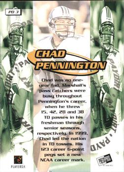 2000 Press Pass - Paydirt #PD3 Chad Pennington Back