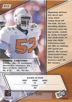 2000 Press Pass - Reflectors #R13 Cosey Coleman Back