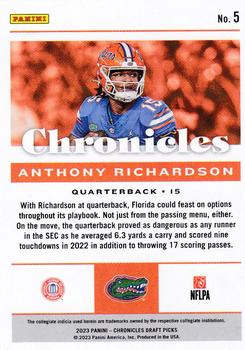 2023 Panini Chronicles Draft Picks #5 Anthony Richardson Back