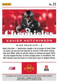 2023 Panini Chronicles Draft Picks #23 Xavier Hutchinson Back