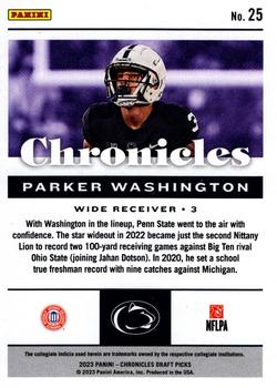 2023 Panini Chronicles Draft Picks #25 Parker Washington Back