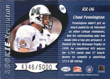 2000 Quantum Leaf - Rookie Revolution #RR-06 Chad Pennington Back