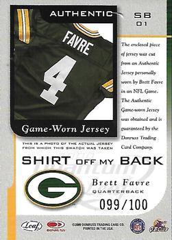 2000 Quantum Leaf - Shirt Off My Back #SB01 Brett Favre Back