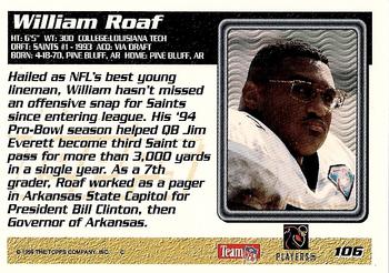 1995 Topps #106 Willie Roaf Back
