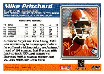 1995 Topps #292 Mike Pritchard Back