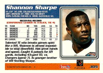1995 Topps #305 Shannon Sharpe Back