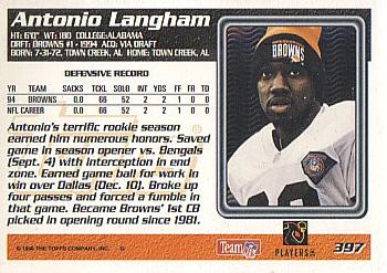 1995 Topps #397 Antonio Langham Back