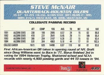 1995 Topps #430 Steve McNair Back