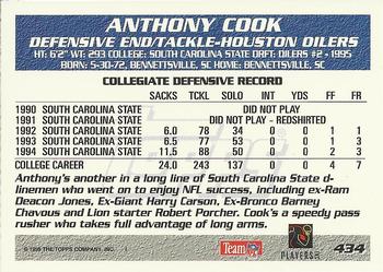 1995 Topps #434 Anthony Cook Back