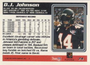 1995 Topps #74 D.J. Johnson Back