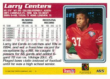 1995 Topps #165 Larry Centers Back