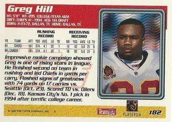 1995 Topps #182 Greg Hill Back