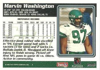 1995 Topps #206 Marvin Washington Back