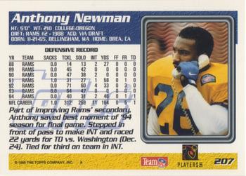 1995 Topps #207 Anthony Newman Back