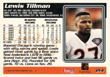 1995 Topps #214 Lewis Tillman Back