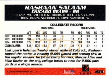 1995 Topps #233 Rashaan Salaam Back