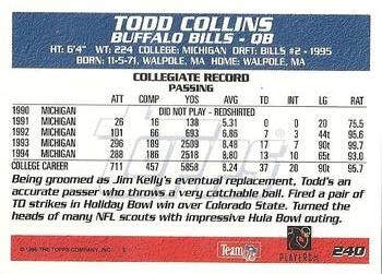 1995 Topps #240 Todd Collins Back