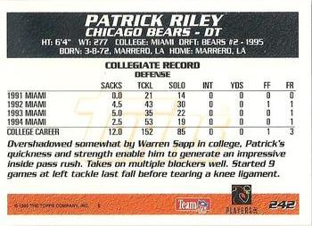 1995 Topps #242 Patrick Riley Back
