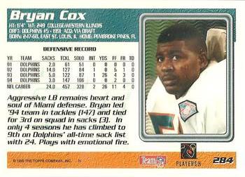1995 Topps #284 Bryan Cox Back