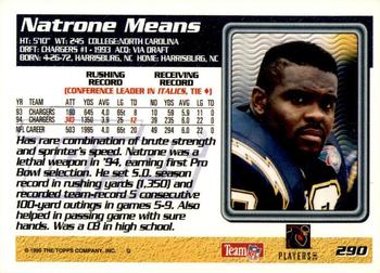 1995 Topps #290 Natrone Means Back