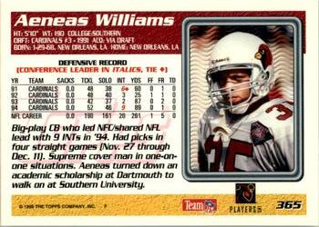 1995 Topps #365 Aeneas Williams Back