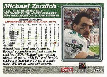 1995 Topps #372 Michael Zordich Back