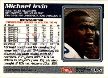 1995 Topps #375 Michael Irvin Back
