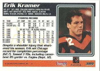 1995 Topps #389 Erik Kramer Back
