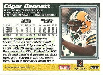 1995 Topps #398 Edgar Bennett Back