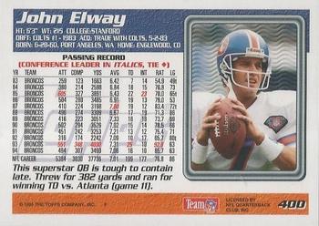 1995 Topps #400 John Elway Back