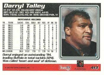 1995 Topps #413 Darryl Talley Back