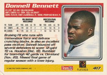 1995 Topps #417 Donnell Bennett Back