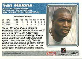 1995 Topps #418 Van Malone Back