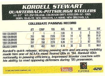 1995 Topps #428 Kordell Stewart Back