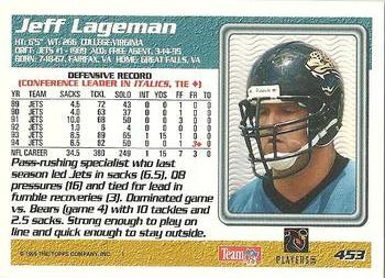 1995 Topps #453 Jeff Lageman Back