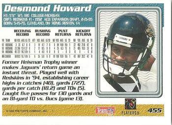 1995 Topps #455 Desmond Howard Back