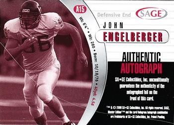 2000 SAGE - Autographs Gold #A15 John Engelberger Back