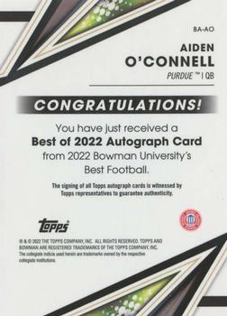 2022-23 Bowman's Best University - Best of 2022 Autographs #BA-AO Aiden O'Connell Back