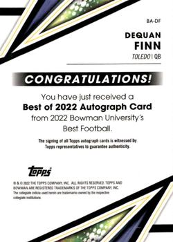 2022-23 Bowman's Best University - Best of 2022 Autographs #BA-DF Dequan Finn Back