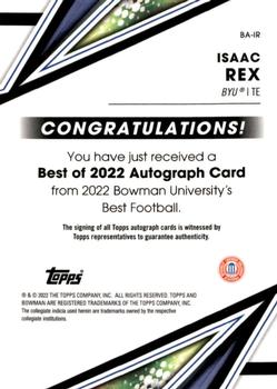 2022-23 Bowman's Best University - Best of 2022 Autographs #BA-IR Isaac Rex Back