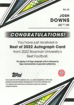 2022-23 Bowman's Best University - Best of 2022 Autographs #BA-JD Josh Downs Back
