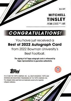 2022-23 Bowman's Best University - Best of 2022 Autographs #BA-MT Mitchell Tinsley Back