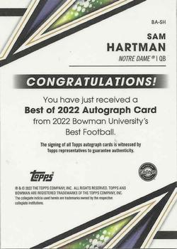 2022-23 Bowman's Best University - Best of 2022 Autographs #BA-SH Sam Hartman Back