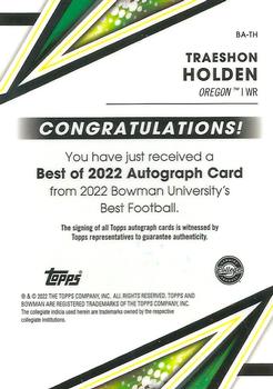 2022-23 Bowman's Best University - Best of 2022 Autographs #BA-TH Traeshon Holden Back