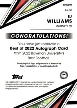 2022-23 Bowman's Best University - Best of 2022 Autographs Refractor #BA-EW EJ Williams Back