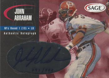 2000 SAGE - Autographs Red #A1 John Abraham Front