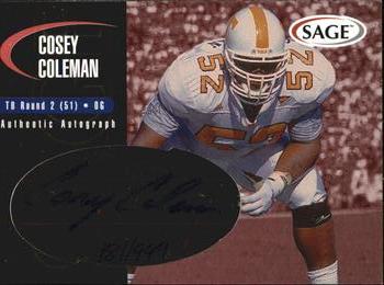 2000 SAGE - Autographs Red #A9 Cosey Coleman Front