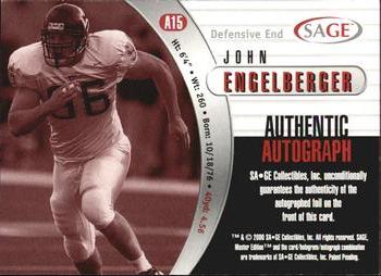 2000 SAGE - Autographs Red #A15 John Engelberger Back