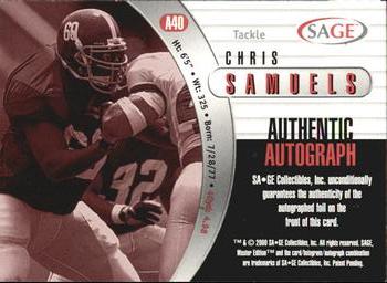 2000 SAGE - Autographs Red #A40 Chris Samuels Back