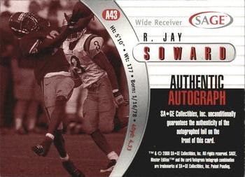 2000 SAGE - Autographs Red #A43 R.Jay Soward Back